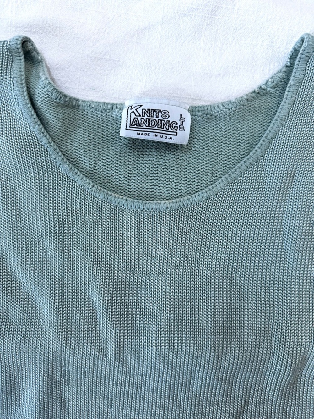 vintage aqua knit baby tank — cottagecore lace hem sweater vest by Knits Landing - Picture 2 of 6